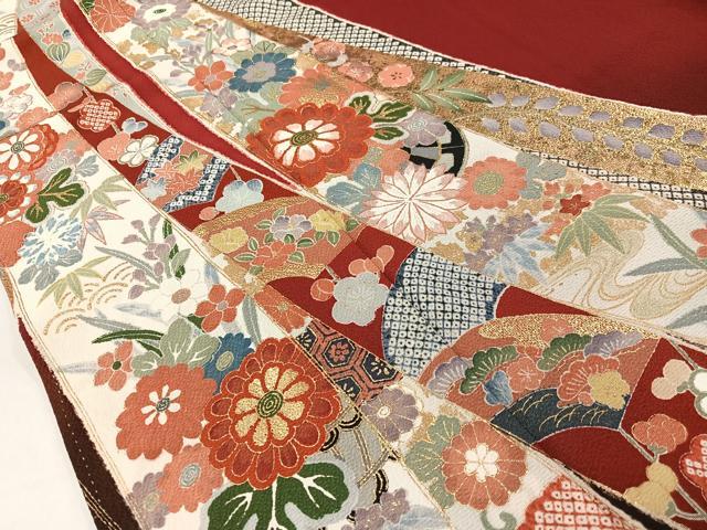 平和屋着物●豪華振袖　束ね熨斗花鳥蝶文　暈し染め　金銀彩　正絹　逸品　CABD8012vp