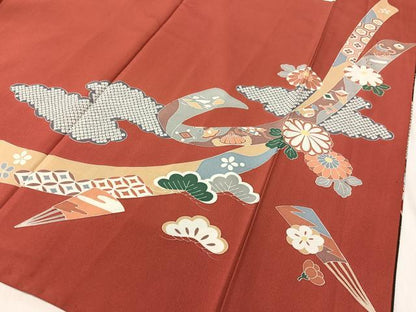 平和屋着物●豪華振袖　束ね熨斗花鳥蝶文　暈し染め　金銀彩　正絹　逸品　CABD8012vp