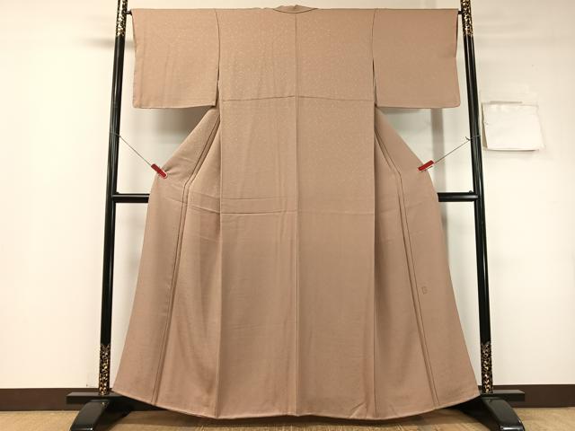 平和屋着物●上質な色無地　作家物　菊唐草地紋　柴染色　正絹　逸品　未使用　CABD8016vp