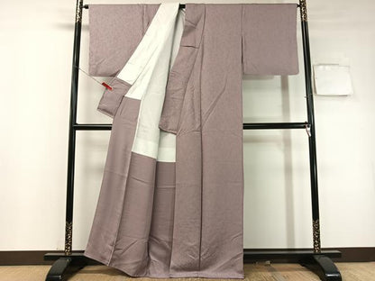 平和屋着物●上質な色無地　南天地紋　浅紫色　正絹　逸品　CABD8018vp
