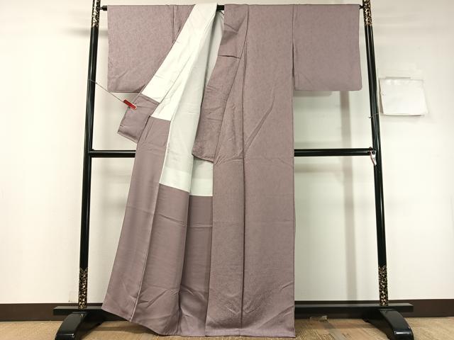 平和屋着物●上質な色無地　南天地紋　浅紫色　正絹　逸品　CABD8018vp