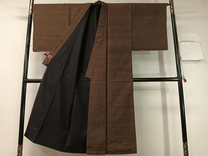 平和屋着物●男性　紬　アンサンブル　絣文様　正絹　逸品　未使用　CABD8022vp