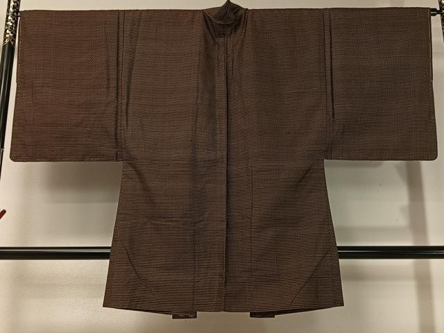 平和屋着物●男性　紬　アンサンブル　絣文様　正絹　逸品　未使用　CABD8022vp