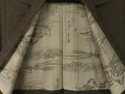 平和屋着物●男性　紬　アンサンブル　霞文　正絹　逸品　未使用　CABD8024vp