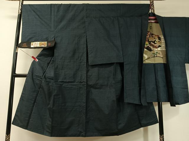 平和屋着物●男性　本場大島紬　アンサンブル　川畑春廣作　100亀甲　総詰め　証紙付き　正絹　逸品　CABD8025vp