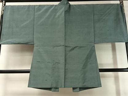 平和屋着物●男性　紬　アンサンブル　薄青色　正絹　逸品　CABD8027vp