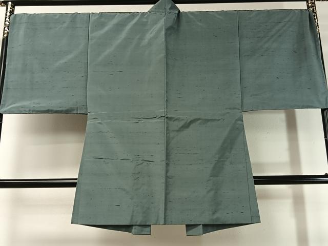 平和屋着物●男性　紬　アンサンブル　薄青色　正絹　逸品　CABD8027vp