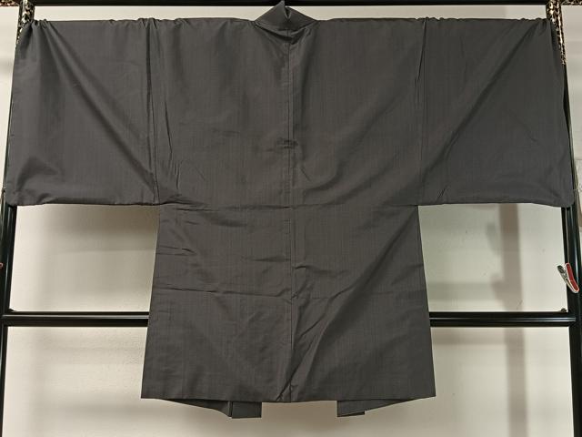平和屋着物●男性　お召　アンサンブル　網代織　キングサイズ　正絹　逸品　CABD8028vp