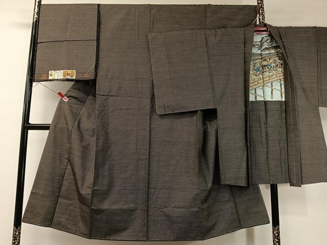 平和屋着物●男性　本場大島紬　アンサンブル　穂積タカ作　80亀甲　総詰め　証紙付き　正絹　逸品　未使用　CABD8042vp