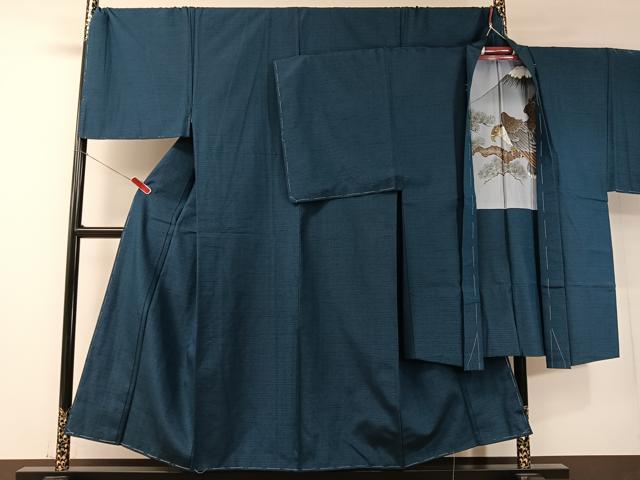 平和屋着物●男性　紬　アンサンブル　色無地　褐返色　キングサイズ　正絹　逸品　未使用　CABD8046vp