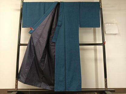 平和屋着物●男性　紬　アンサンブル　色無地　褐返色　キングサイズ　正絹　逸品　未使用　CABD8046vp