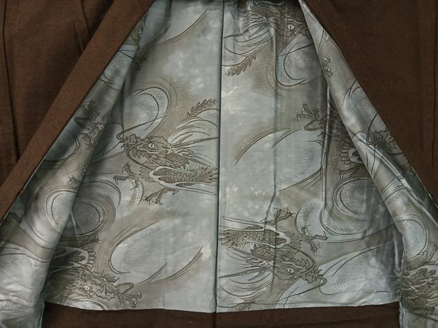 平和屋着物●男性　紬　アンサンブル　色無地　黒鳶色　正絹　逸品　未使用　CABD8047vp