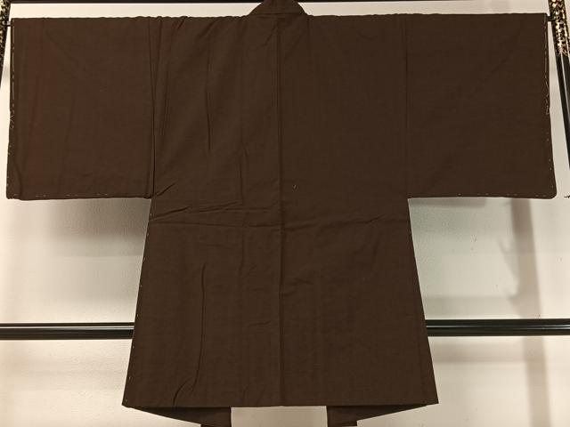 平和屋着物●男性　紬　アンサンブル　色無地　黒鳶色　正絹　逸品　未使用　CABD8047vp