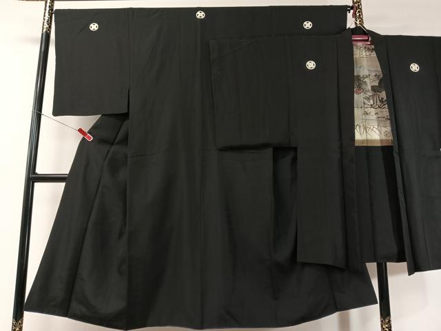 平和屋着物●男性　黒紋付・羽織セット　正絹　逸品　CABD8052vp