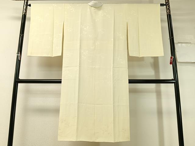 平和屋着物●長襦袢　袷　露芝舞蝶地紋　女郎花色　正絹　逸品　未使用　CABD8062vp