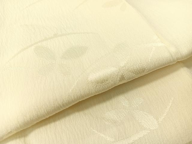 平和屋着物●長襦袢　袷　露芝舞蝶地紋　女郎花色　正絹　逸品　未使用　CABD8062vp