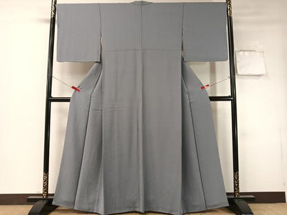 平和屋着物●上質な色無地　藍鼠色　正絹　逸品　未使用　CABD8066vp