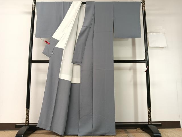 平和屋着物●上質な色無地　藍鼠色　正絹　逸品　未使用　CABD8066vp