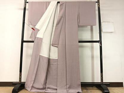 平和屋着物●上質な色無地　寿字地紋　紅藤色　ロング丈　正絹　逸品　CABD8067vp