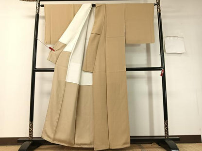 平和屋着物●上質な色無地　鬱金染　榛色　正絹　逸品　未使用　CABD8069vp