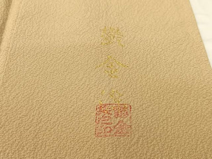 平和屋着物●上質な色無地　鬱金染　榛色　正絹　逸品　未使用　CABD8069vp