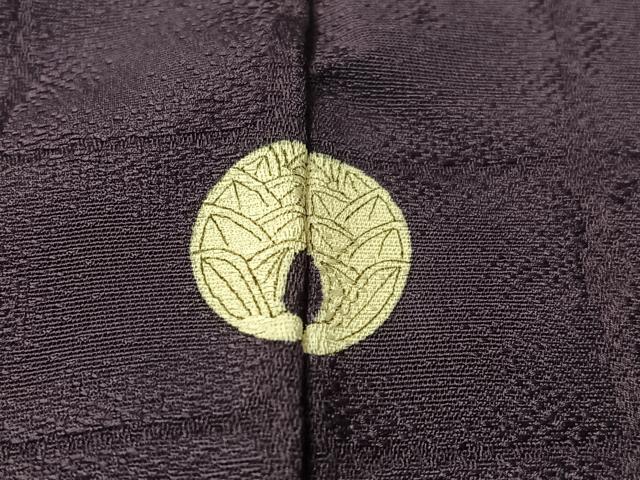 平和屋着物●上質な色無地　格子地紋　深紫色　正絹　逸品　CABD8070vp