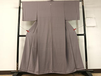 平和屋着物●上質な色無地　鳩羽色　正絹　逸品　CABD8071vp