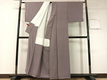 平和屋着物●上質な色無地　鳩羽色　正絹　逸品　CABD8071vp