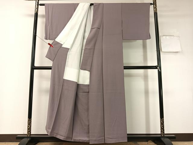 平和屋着物●上質な色無地　鳩羽色　正絹　逸品　CABD8071vp
