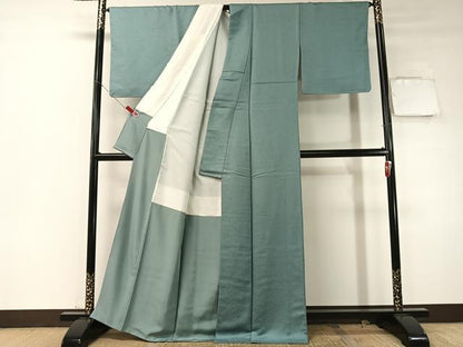 平和屋着物●上質な色無地　草花地紋　浅縹色　正絹　逸品　未使用　CABD8074vp