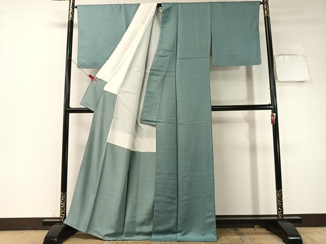 平和屋着物●上質な色無地　草花地紋　浅縹色　正絹　逸品　未使用　CABD8074vp