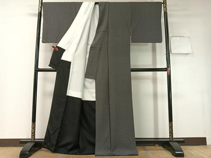 平和屋着物●江戸小紋　染士：西宮伊智郎　彫士：住田双光　角通し　黒地　正絹　逸品　CABD8075vp