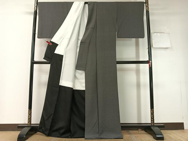 平和屋着物●江戸小紋　染士：西宮伊智郎　彫士：住田双光　角通し　黒地　正絹　逸品　CABD8075vp