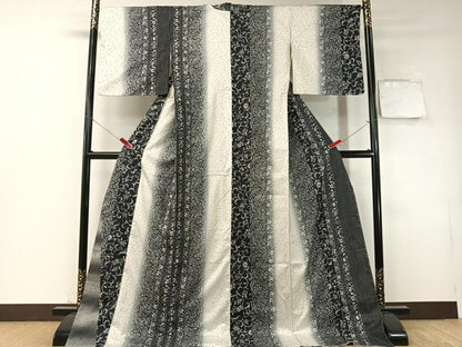 平和屋着物●本場染大島紬　更紗唐草間道　ロング丈　正絹　逸品　CABD8076vp