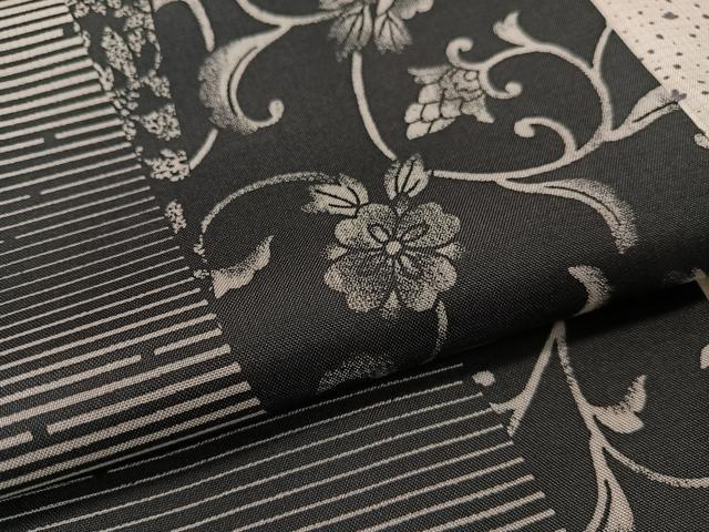 平和屋着物●本場染大島紬　更紗唐草間道　ロング丈　正絹　逸品　CABD8076vp
