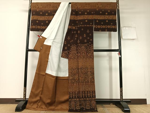 平和屋着物●訪問着　孔雀更紗唐草文　暈し染め　さが美扱い　ロング丈　正絹　逸品　CABD8077vp