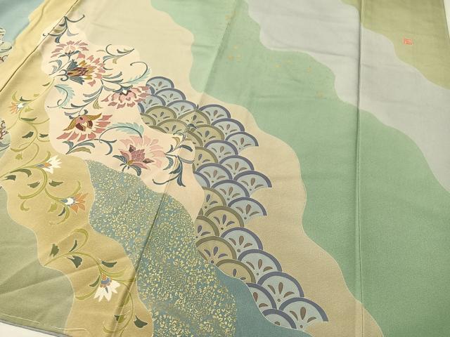 平和屋着物●訪問着　作家物　道長更紗唐草文　金彩　正絹　逸品　未使用　CABD8078vp