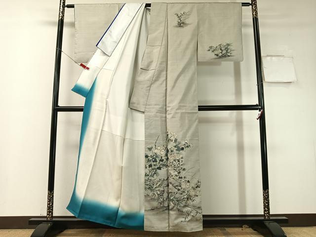 平和屋着物●京友禅の巨匠・頼田勉　臈纈染手描友禅　本場染大島紬　訪問着　風の彩　正絹　逸品　CABD8079vp
