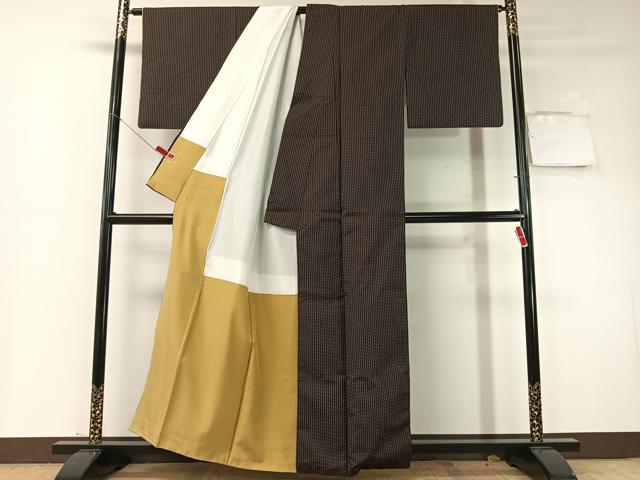 平和屋着物●上質な紬　縞　黒地　正絹　逸品　CABD8080vp