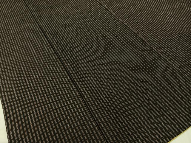 平和屋着物●上質な紬　縞　黒地　正絹　逸品　CABD8080vp