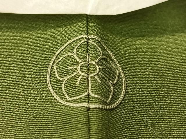 平和屋着物●上質な色無地　紫根　堅牢草木染　両面染　苔色　反端付き　正絹　逸品　未使用　CABD8094vp