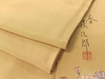 平和屋着物●二代目清次郎　色無地　飴色　正絹　逸品　CABD8099vp