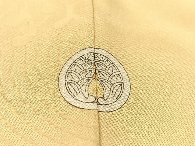 平和屋着物●上質な色無地　道長立波地紋　蜂蜜色　正絹　逸品　CABD8104vp