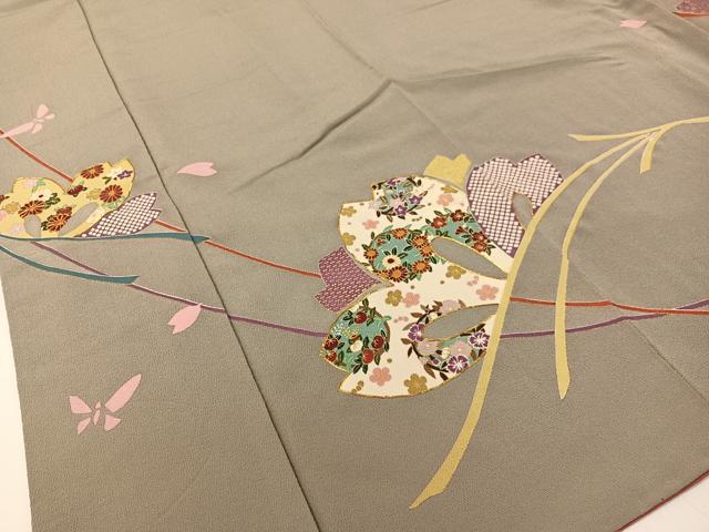平和屋着物●訪問着　作家物　駒刺繍　花おとぎ　金彩　鬼しぼ縮緬　正絹　逸品　CABD8105vp
