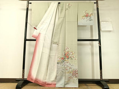 平和屋着物●訪問着　御所車花文　暈し染め　金彩　正絹　逸品　未使用　CABD8106vp