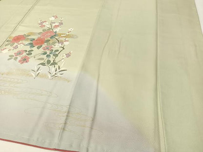 平和屋着物●訪問着　御所車花文　暈し染め　金彩　正絹　逸品　未使用　CABD8106vp