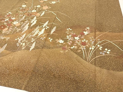 平和屋着物●訪問着　寿光織　群れ鶴花文　たたき染め　金彩　正絹　逸品　CABD8108vp
