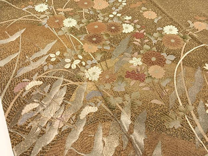 平和屋着物●訪問着　寿光織　群れ鶴花文　たたき染め　金彩　正絹　逸品　CABD8108vp