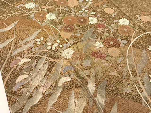 平和屋着物●訪問着　寿光織　群れ鶴花文　たたき染め　金彩　正絹　逸品　CABD8108vp