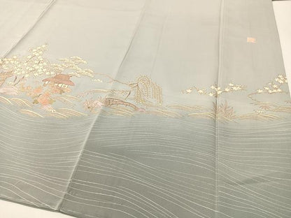平和屋着物●訪問着　作家物　駒刺繍　松竹梅御所解文　暈し染め　金彩　正絹　逸品　未使用　CABD8109vp